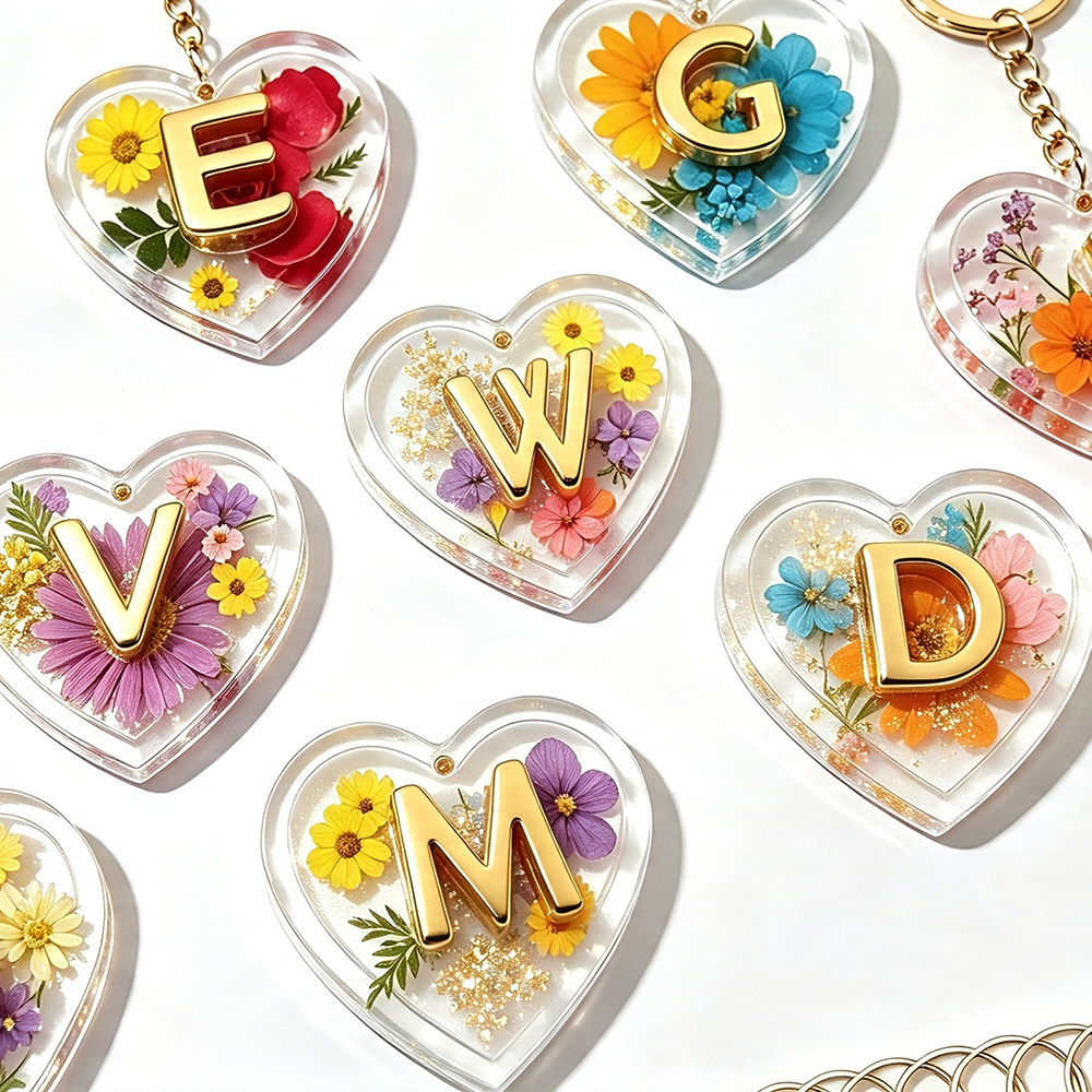 Resin Art Alphabet - 26文字とハート型シリコンモールド エポキシ樹脂 DIY パーソナライズネームペンダント キーホルダー バッグチャーム