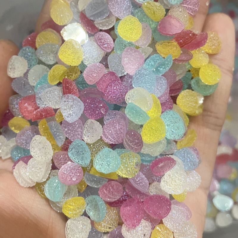 Resin Art Equipment - 7.7mmミニシュガーフロストシェルフラットバックレジンオーナメント100個入り手作りジュエリーネイルアートスクラップブックスマホケースデコレーション用品