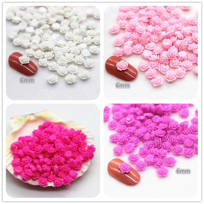 Resin Art Rose - ミニローズレジンカボション,100個,6mm,フラワーフラットバック,日曜大工,スクラップブッキング,手工芸品,ネイルアートの装飾
