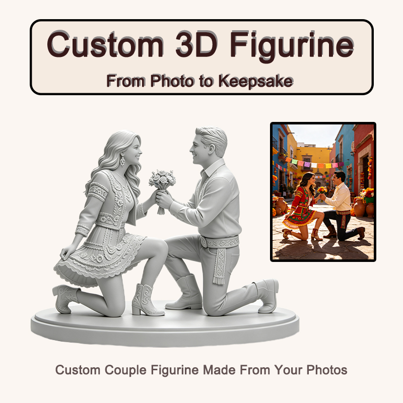 Resin Art Wedding Gift - 写真から作成するカスタム3Dプリントのカップル像、パーソナライズされた結婚記念の肖像像、特別な記念品として贈る記念日ギフト。