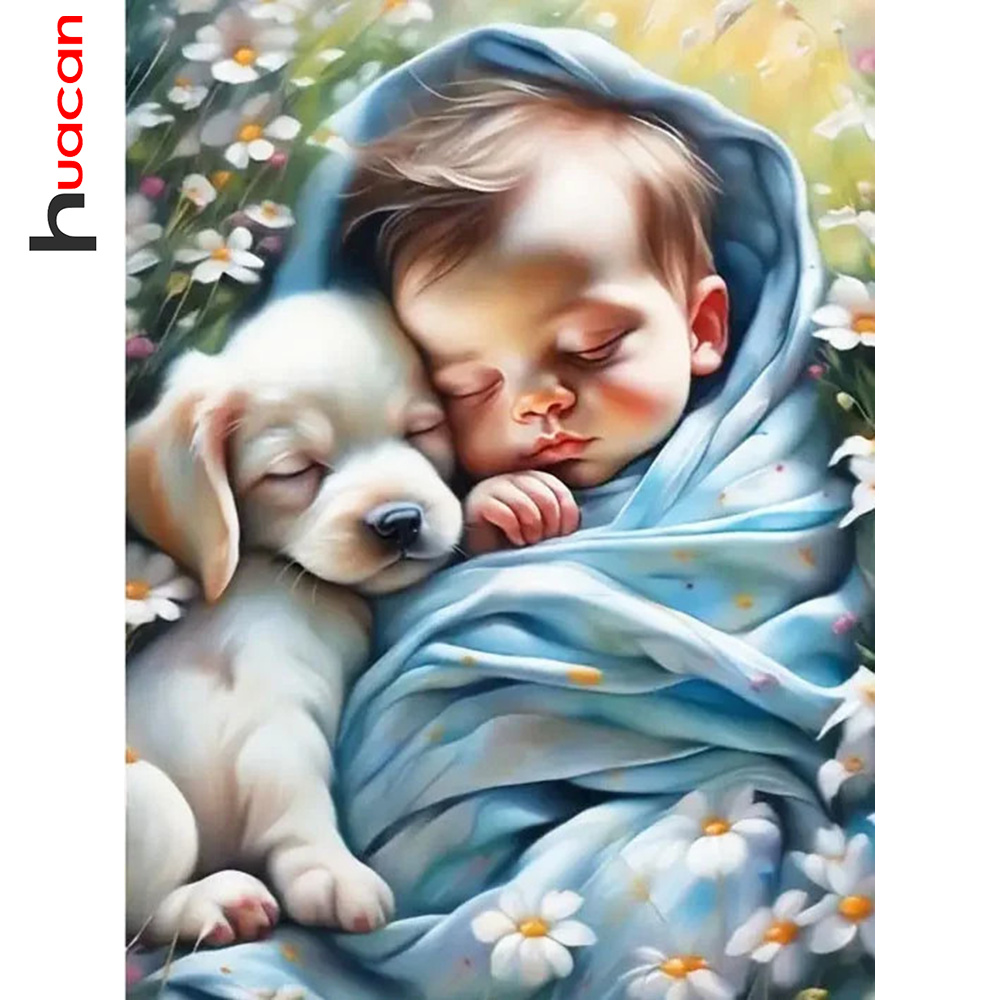 Resin Art Baby - 家の装飾のためのDIYダイヤモンド絵画、花瓶、正方形と円形の刺painting、果物の壁アートモザイクHuacan-5D