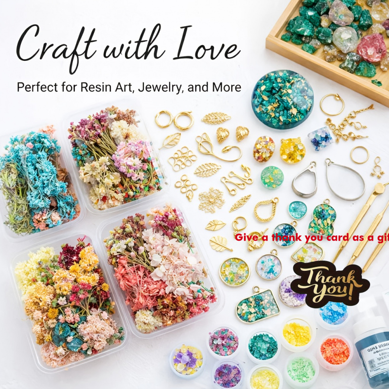 Resin Art Wedding Gift - 10箱入りミックスドライフラワーブーケセット - 既製の人工ドライフラワーと葉っぱ、DIYレジンジュエリー、工芸品、結婚式の装飾、ホリデーアレンジメント、レジンアート用の木製植物、ギフト、グリーティングカード、デコレーションに最適