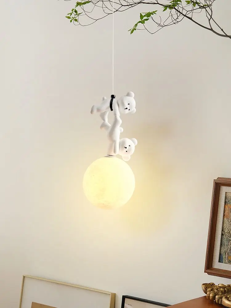 Resin Art Baby - クマランプ漫画保育園ベッドサイドペンダント樹脂子供の寝室吊り下げライト赤ちゃん女の子男の子器具家の装飾インテリアアート