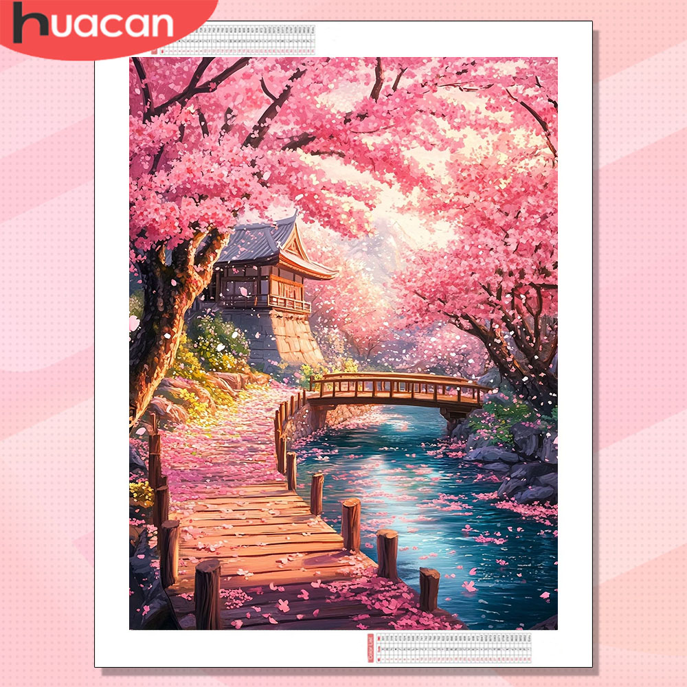 Resin Art Wallpaper - HUACAN ダイヤモンドアートハウス 風景画 ホビー クリエイティブ手工芸品 ダイヤモンドペインティング