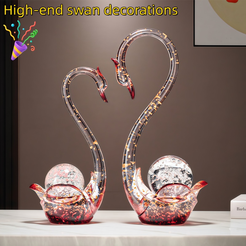 Resin Art Wedding Gift - 高級感のある樹脂製白鳥の置物、ペアの像、モダンなインテリア、卓上装飾、結婚祝いやバレンタインの贈り物、リビングルームのアート