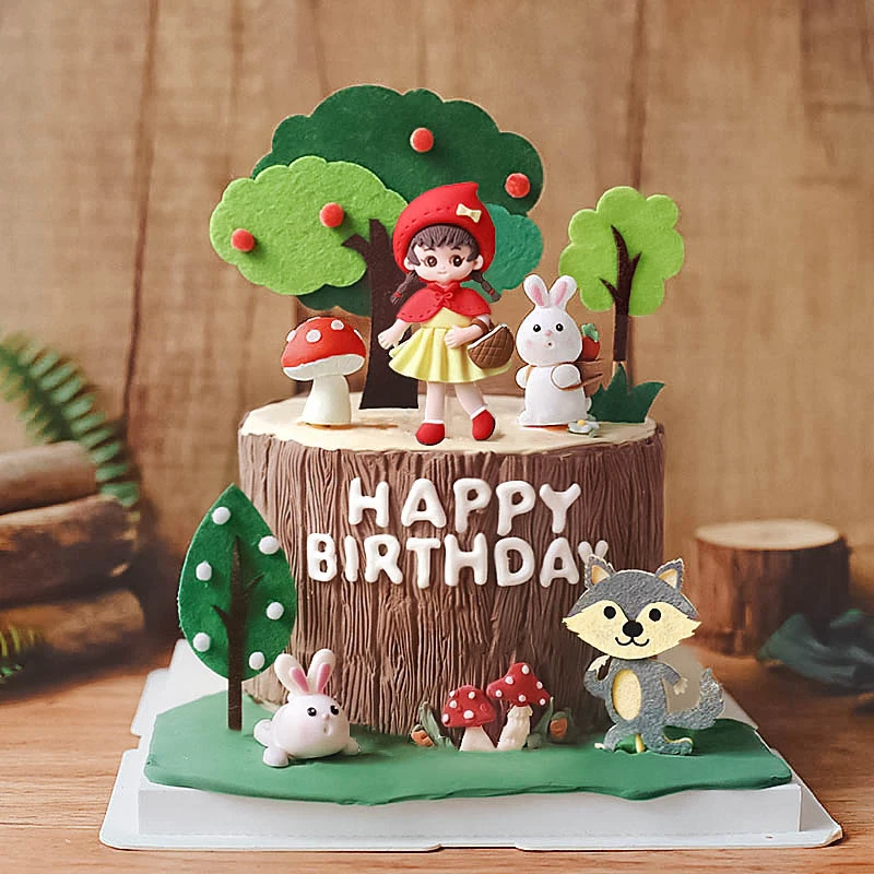 Resin Art Alphabet - 子供のための誕生日ケーキトッパー、ベーキング装飾、人形、インサートカードアクセサリー、オオカミ、キノコ、フルーツ、木、バニー、女の子、お誕生日