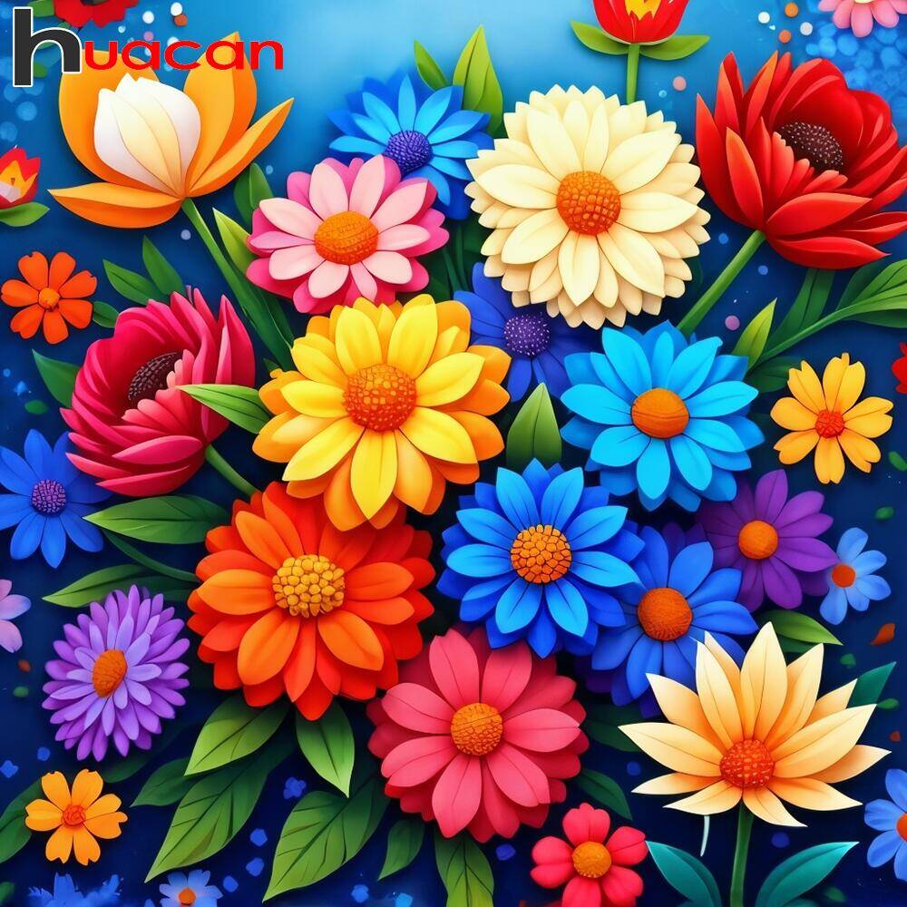 Resin Art Wallpaper - Huacan ダイヤモンドアートモザイクキット菊の花フル平方ラウンドドリルダイヤモンド塗装花ホームウォールアートワーク