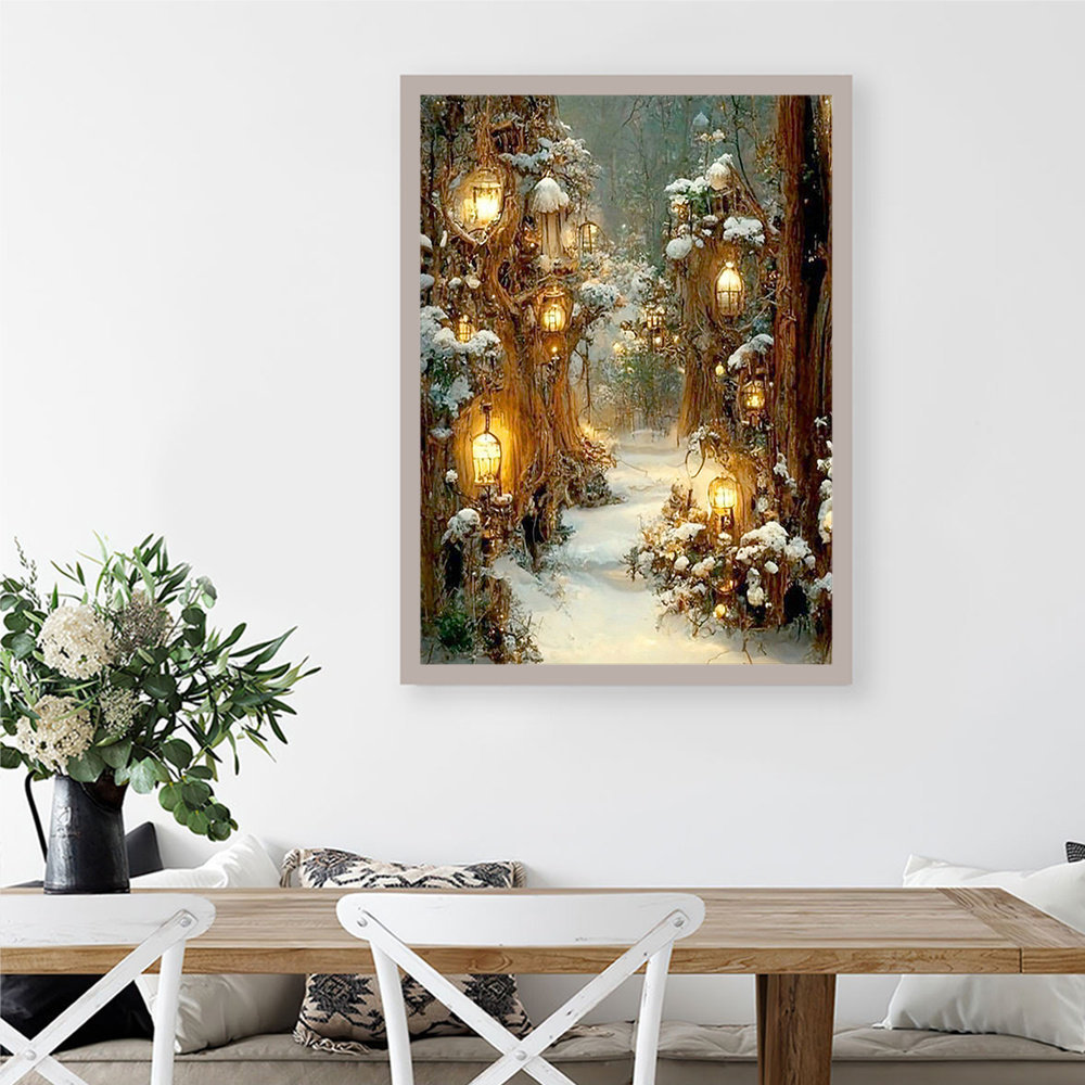 HUACAN-DIYダイヤモンドモザイク冬の風景,ラインスト - Resin Art Wallpaper のレビューと価格