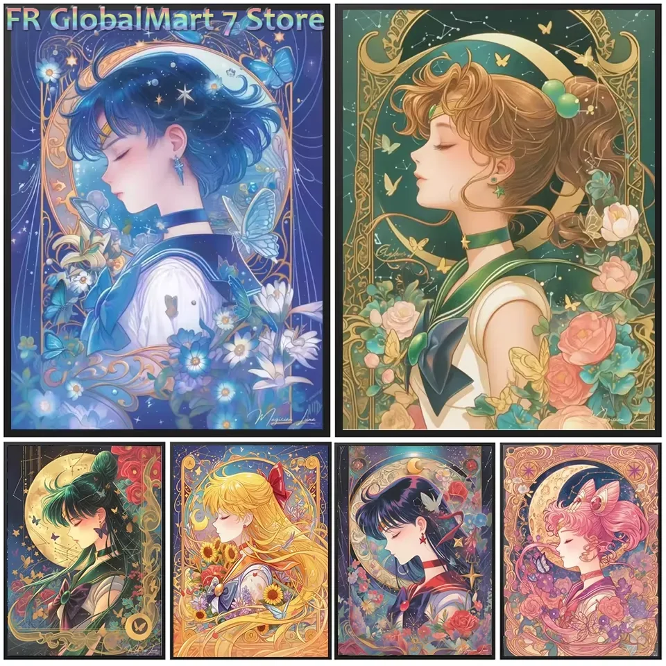 ダイヤモンドペイント、漫画キャラクター、花のモザイク、手作り - Resin Art Work のレビューと価格