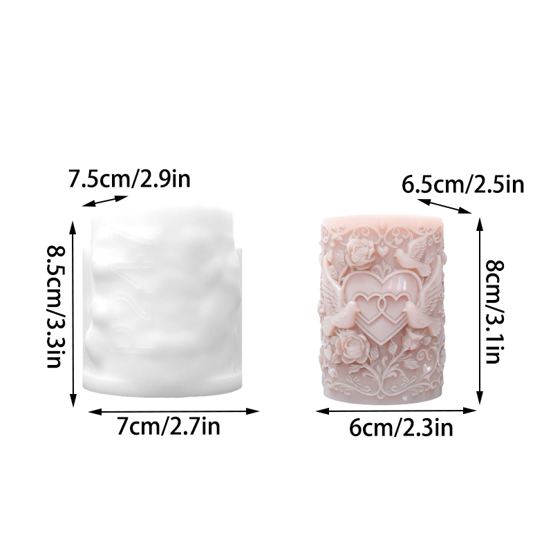 ダブルハートコネクテッドホワイトダブレリーフキャンドルシリコ - Resin Art Rose のレビューと価格