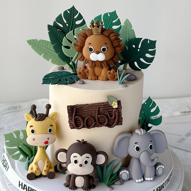 ジャングルサファリ動物人形ケーキデコレーションライオン象マネ - Resin Art Baby のレビューと価格