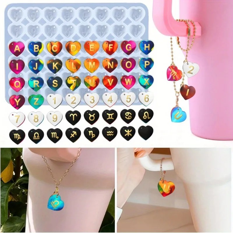 1pc DIY エポキシ樹脂モールド数字文字蝶星座ペンダント - Resin Art Alphabet のレビューと価格
