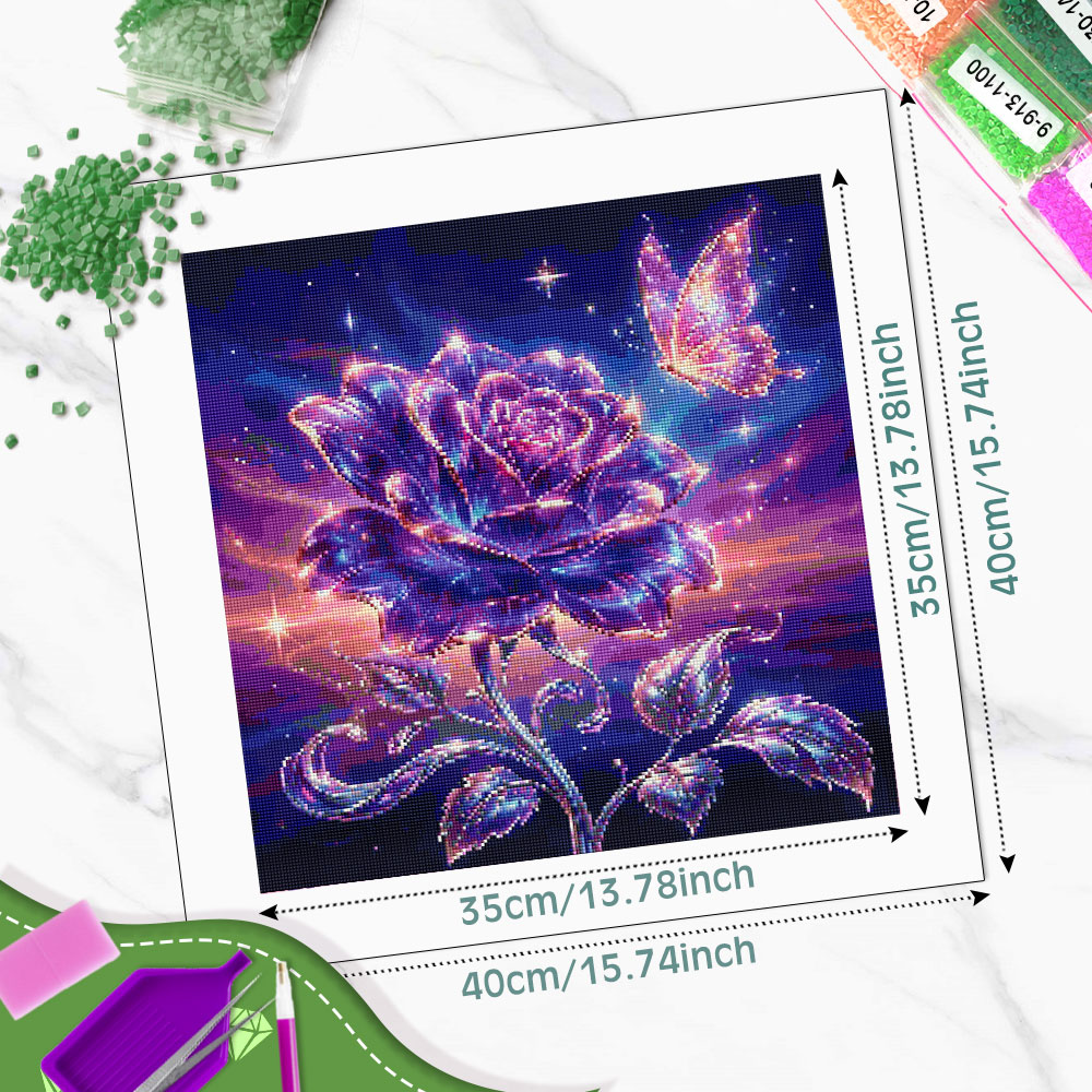 Huacan フルスクエアラウンドダイヤモンド絵画ローズバタ - Resin Art Rose のレビューと価格