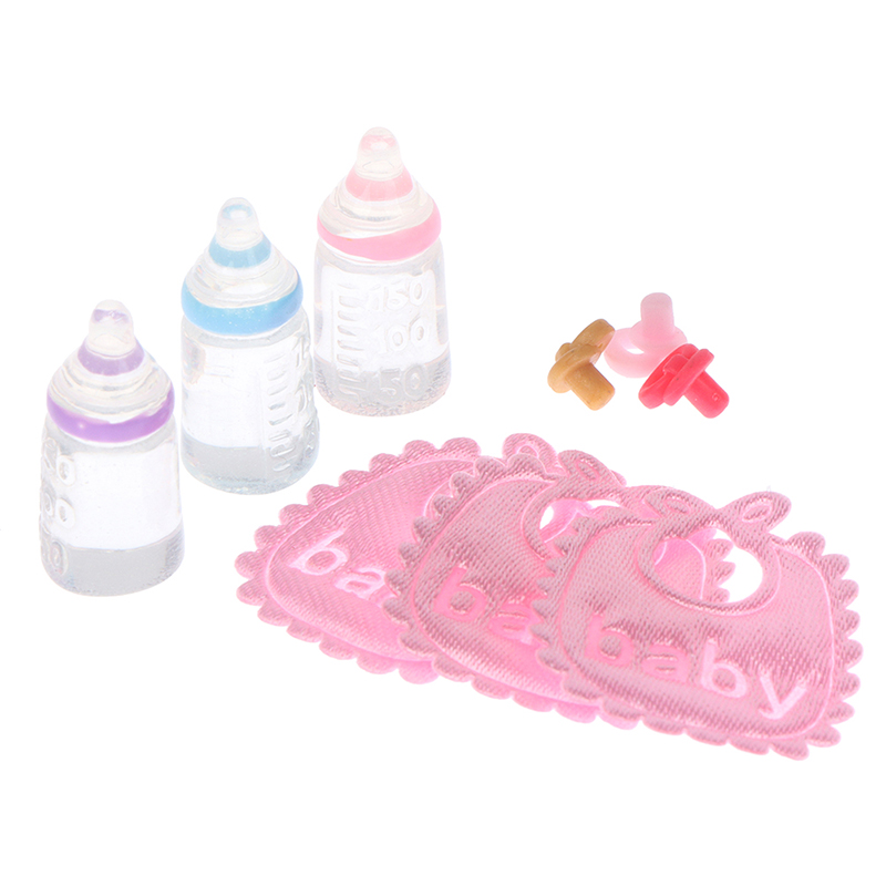 ミニチュア哺乳瓶とおしゃぶりよだれかけセット,ドールハウス, - Resin Art Baby のレビューと価格