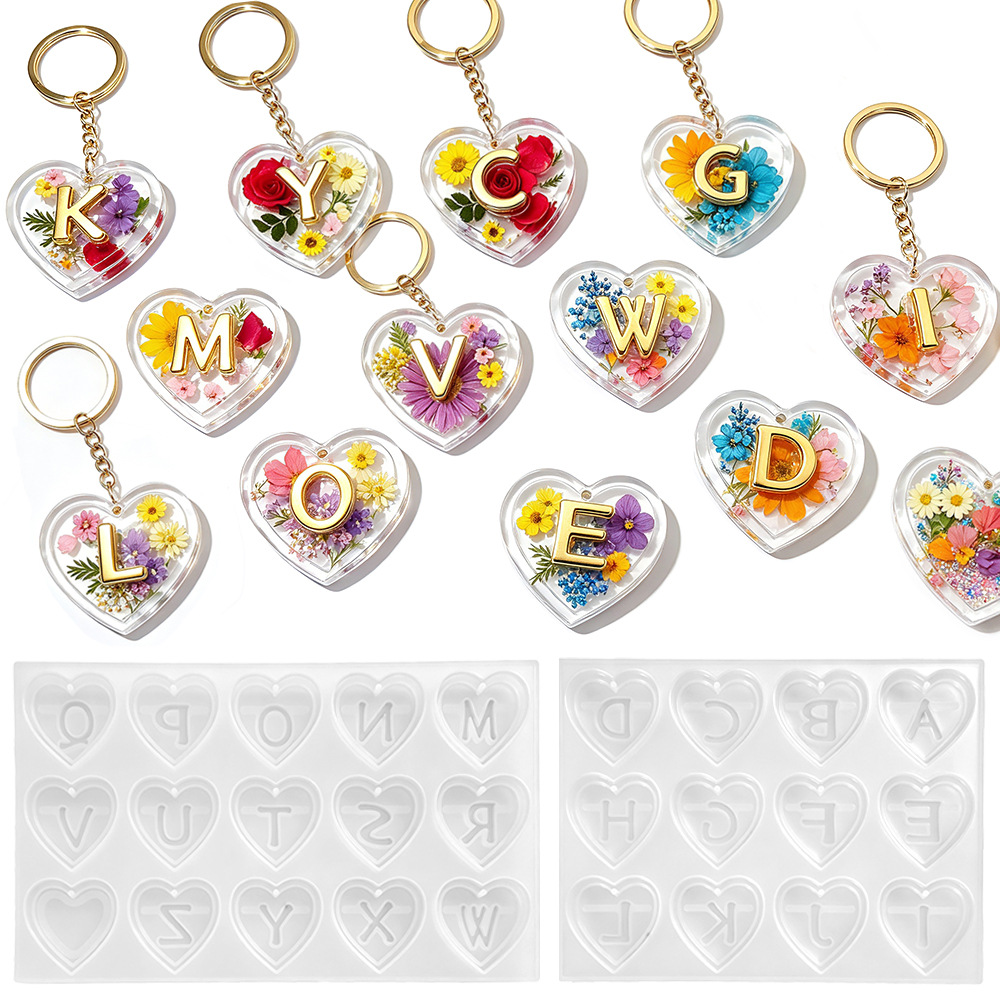26文字とハート型シリコンモールド エポキシ樹脂 DIY パ - Resin Art Alphabet のレビューと価格