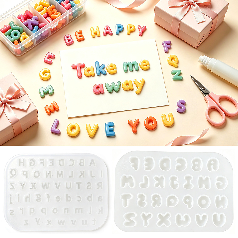 2個入りミニレターシリコンモールド かわいいミニアルファベッ - Resin Art Alphabet のレビューと価格