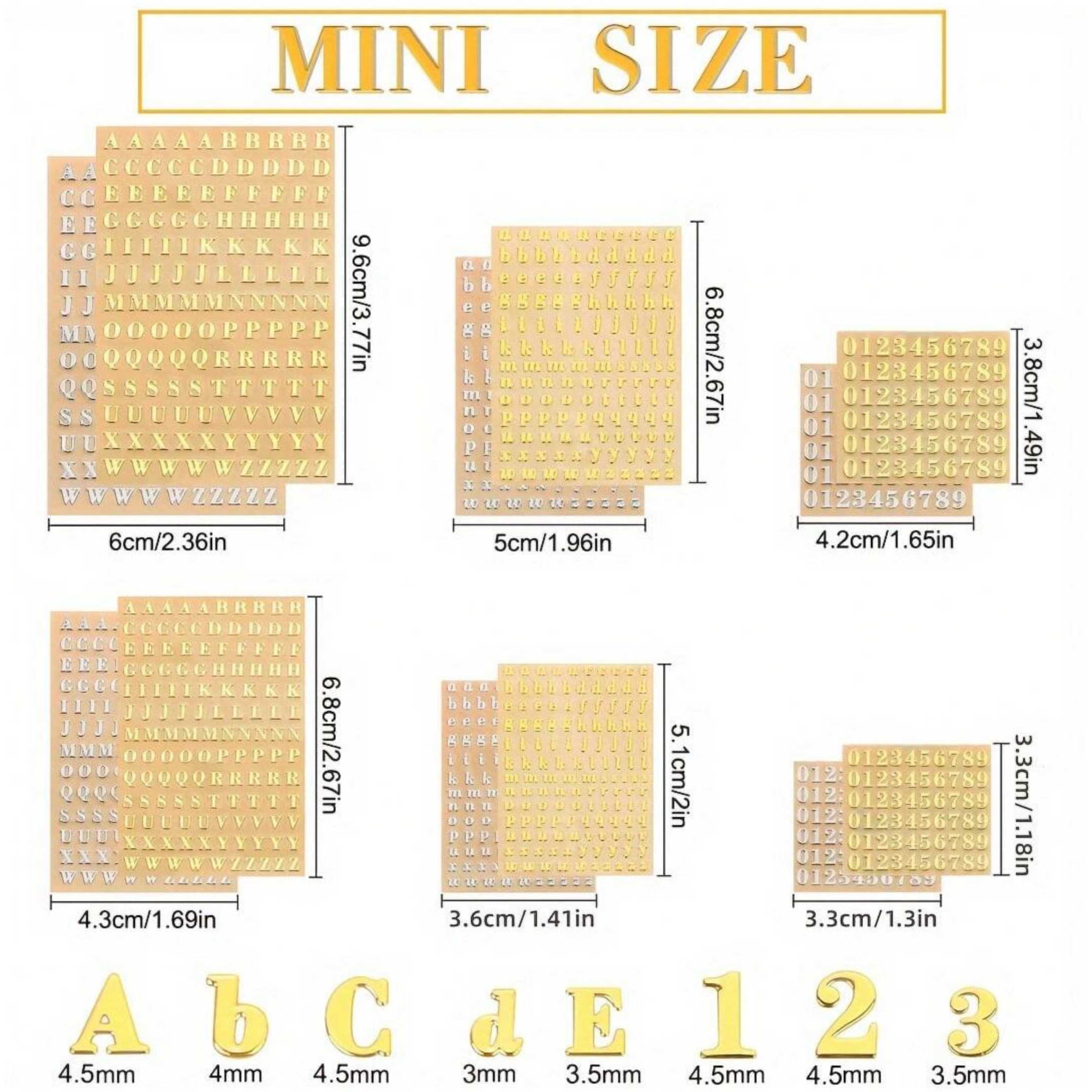 12種類のレジンステッカー、ミニサイズの文字と数字のステッカ - Resin Art Alphabet のレビューと価格