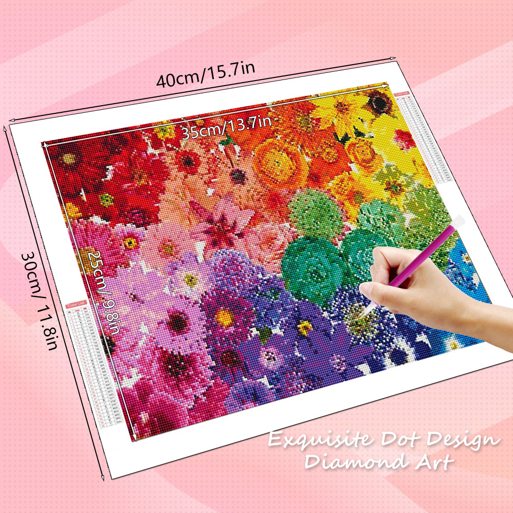 HUACAN ダイヤモンドアートキット 花 カラフルなバラ  - Resin Art Rose のレビューと価格