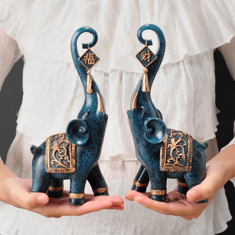 1 ペア中国風幸運の象の鼻の置物家の装飾動物樹脂象像アート工 - Resin Art Wedding Gift のレビューと価格