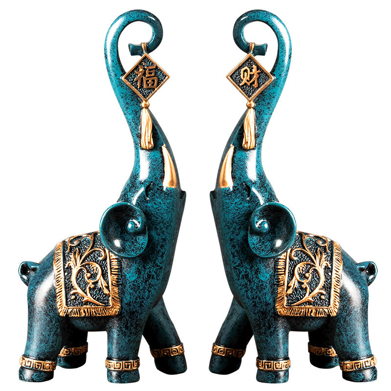1 ペア中国風幸運の象の鼻の置物家の装飾動物樹脂象像アート工 - Resin Art Wedding Gift のレビューと価格