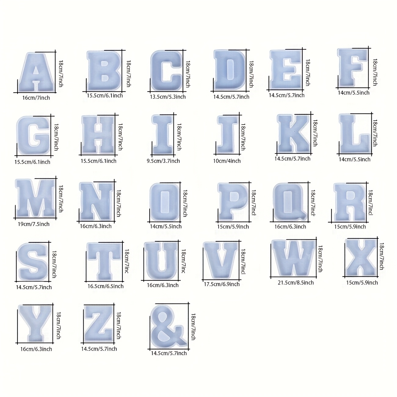 7インチ大型レターレジンモールド、3D大文字レジンモールド、 - Resin Art Alphabet のレビューと価格