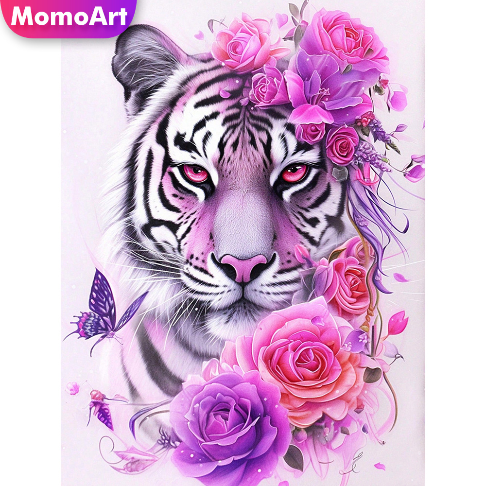 Momoart 新着ダイヤモンド刺繍タイガー動物ラインストー - Resin Art Rose のレビューと価格
