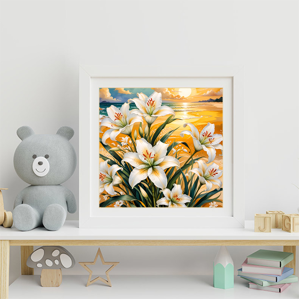 エバーシャイン リリー ダイヤモンドペインティング 花 ライ - Resin Art Wallpaper のレビューと価格