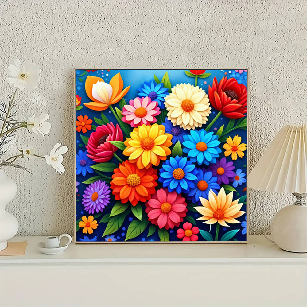 Huacan ダイヤモンドアートモザイクキット菊の花フル平方 - Resin Art Wallpaper のレビューと価格